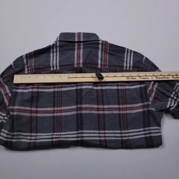 Theory Rammy Mantra Linen-Cotton Shirt Button Up Preppy Designer Plaid Small - Picture 8 of 9